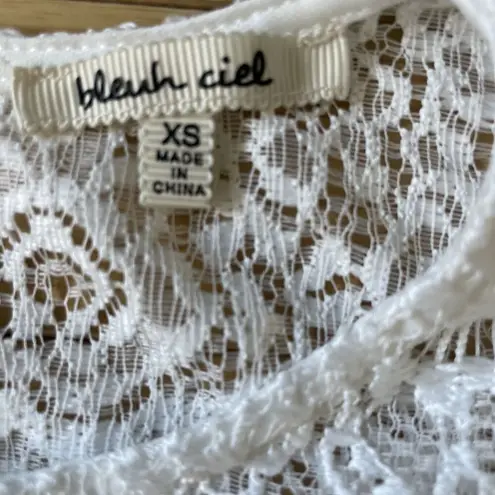 Bleuh Ciel Women’s Sleeveless White Lace Over Tan Lining Dress Size XS Back Zip