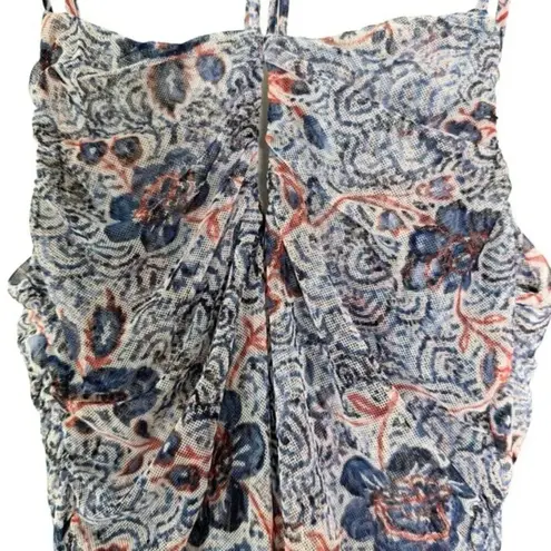 MISA Los Angeles Anthropologie MISA Nicola Floral Mesh Halter Midi Dress Blue Size XS NWT