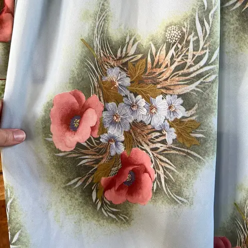 Empress Of Dallas Women's Vintage 70's Era Blue Floral Hostess Dress Size M Size M