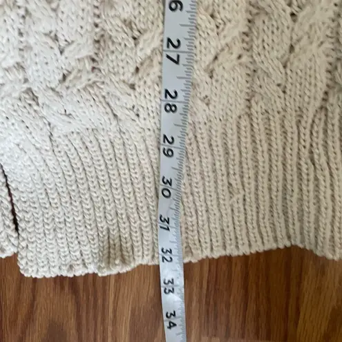 NWT Chenille Open Front Cream Chunky Cable Knit Cardigan Sweater Size Small