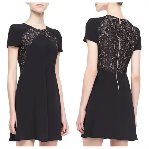 Rebecca Taylor  zip lace-panel crepe mini lbd dress