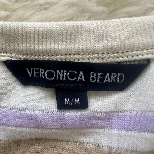 Veronica Beard Brendan Striped Short-Sleeve Cardigan Stone Khaki Multi Sz M - Image 9