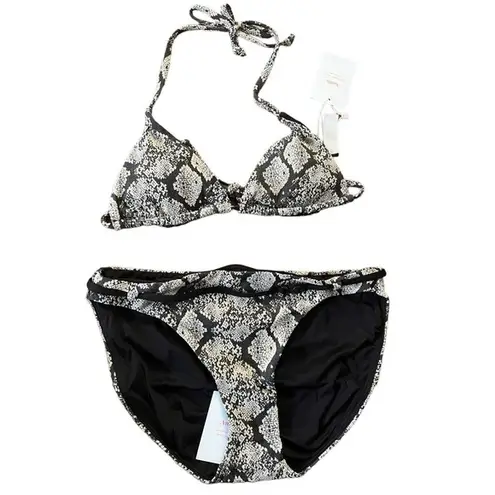 ANDIE NWT Swim Snakeskin Triangle String Bikini Top Riviera Bikini Bottom Small