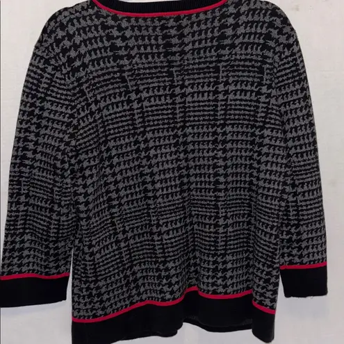 Karl Lagerfeld CHARCOAL AND EBONY CARDIGAN SWEATER CHECKER LIKE DESIGN SIZE L