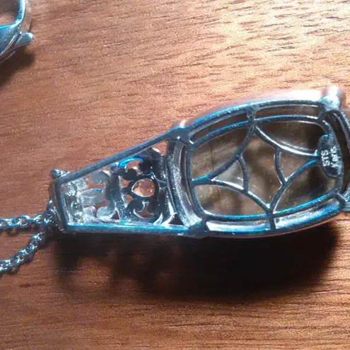 Cherry Creek Brazilian Citrine Platinum Bond Pendant Stainless Steel Necklace