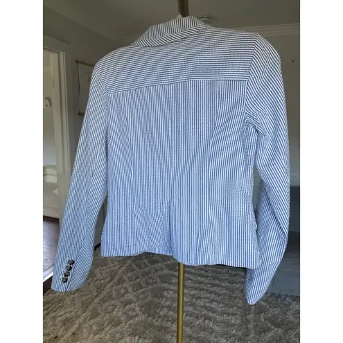 Isaac Mizrahi Blazer Cotton Jacket Navy Striped Parisian Scandi Preppy Business