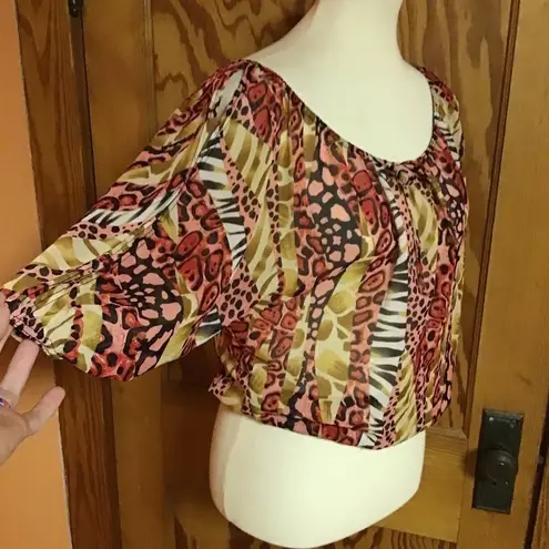 Bright cold shoulder Y2K top