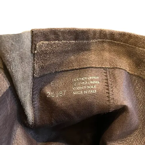 Garnet Hill Taupe Suede Buckle Accent Mid Calf Moto Boot, Sz 6.5