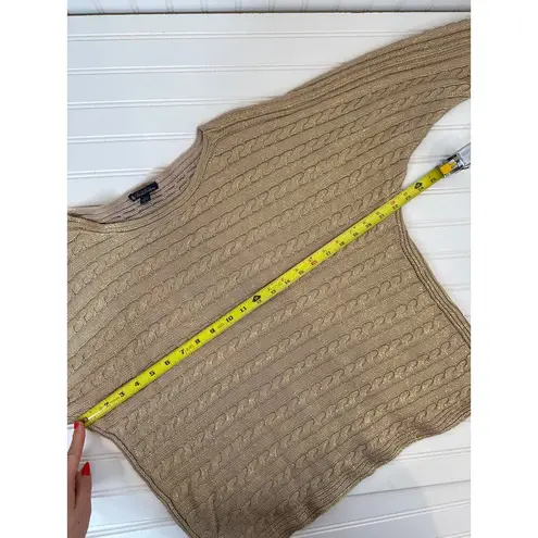 Brooks Brothers Brook Brothers Tan Metallic Cable Knit Crew Neck Pullover Sweater Womens Sz L