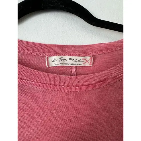 We The Free  Pink Pullover Oversized Lyocell Linen Long Sleeve T-Shirt Sz Small