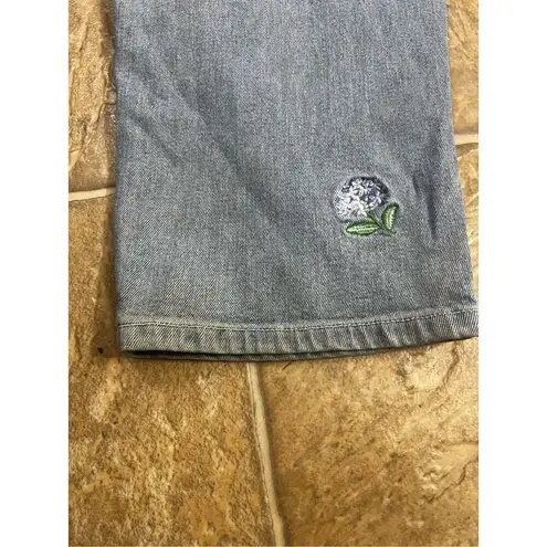 Vintage The Quacker Factory Blue Jeans Womens Size 10 Floral Embroidered Cotton