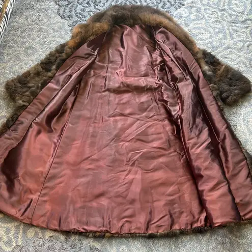 Vintage Mink Paw Full Length Belted Fur Coat Brown Size undefined