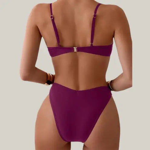 NWT Wine Spaghetti Strap High Cut Push Up Underwire Bikini