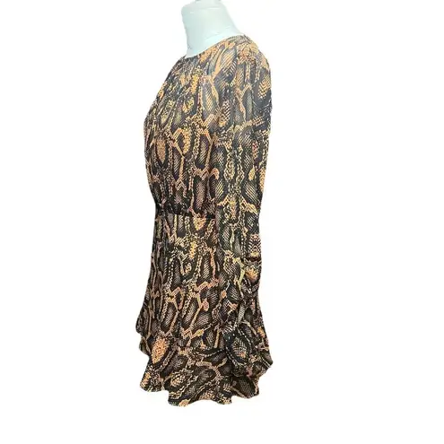 Finders Keepers Lana Snakeskin-Print Mini Dress Brown Black Size US 4