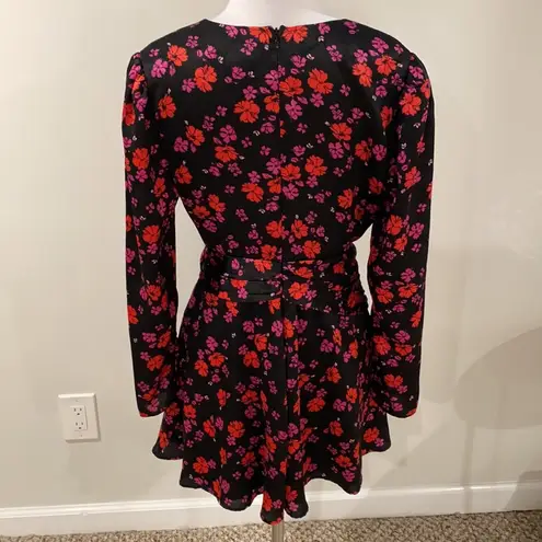 L'Academie L’Academie Jane Mini Wrap Dress in Black Floral