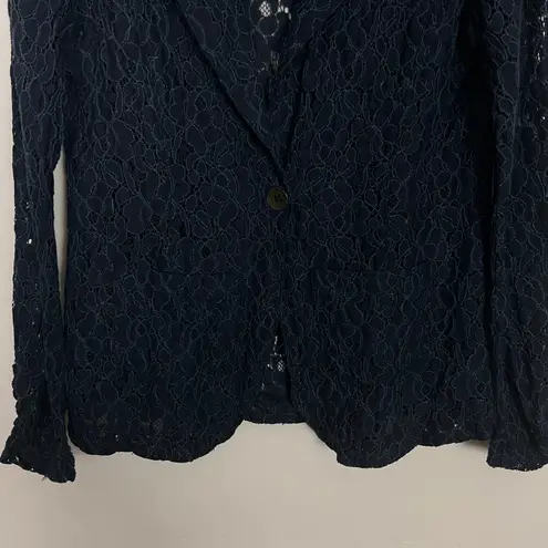 Eyelash Couture Lace Button Front Long Sleeve Blue Blazer Size XS/S