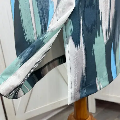 NY & Comp. Paint Stroke Print Stretch Scuba Knit Pencil Skirt Blue Grey‎ 2