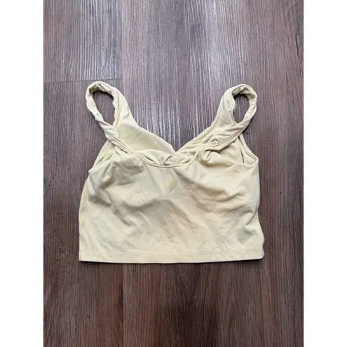 Offline by Aerie Light Yellow Sunburst Logo Crop Tank Top S
