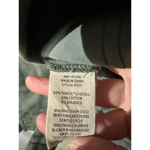 Soft Surroundings Green Tencel Cotton blend Roll Tab Sleeves Button Down Top XL