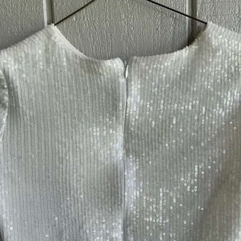 Camilyn Beth Sequin Allover Blouse 3/4 Sleeve in White Bridal Size 4