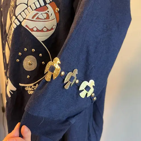 Vintage Lida 1989 AZ USA Blue Cotton Embellished Concho Top Size Medium - Image 6