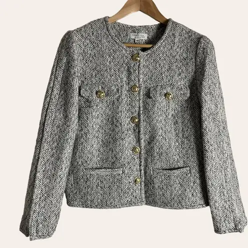 Derek Lam Collective Braeton Gray Tweed Button Front Jacket Size 6