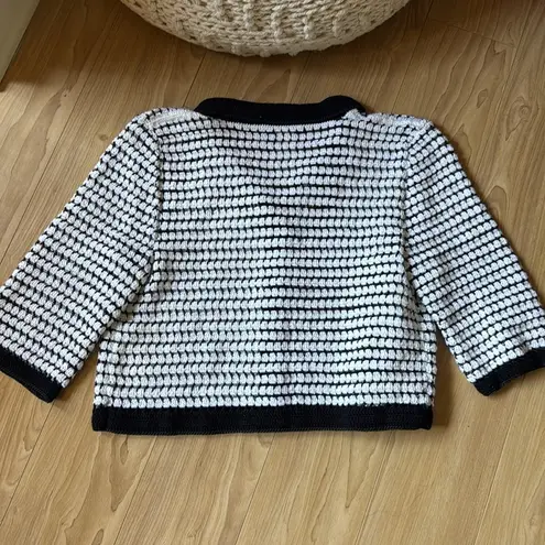 X Revolve Crochet Cropped Cardigan in Black & White
