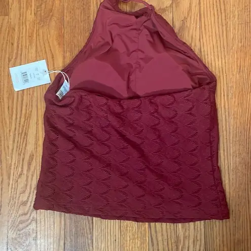 ANDIE Bikini Set Baja Top Super High Waisted Bottom Size M Syrah Red Lace NWT