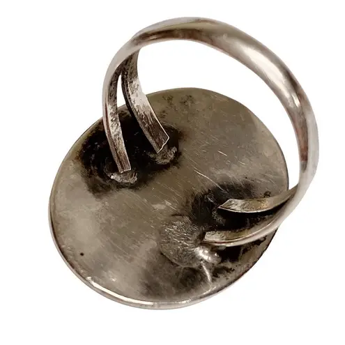 Sterling Silver Vintage NAVAJO  Unmarked Shadow Box Coral Women’s Ring Sz 4.75