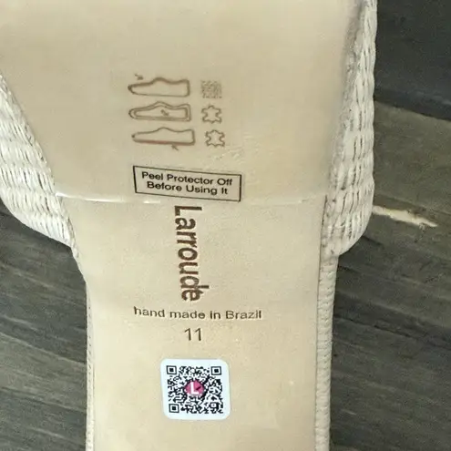 Larroude The Dolly Platform Mule In Natural Raffia SIZE 11 NEW Tan