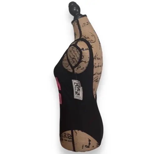 California Sunshine Beach Squad One Piece Black with Hot Pink Letters Size Large