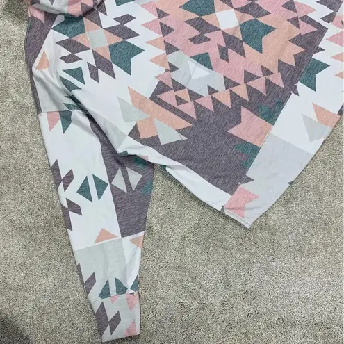 Hooey Women’s Roomy Burgundy Grey Hoodie Sweatshirt Longsleeve Aztec Print S Pink