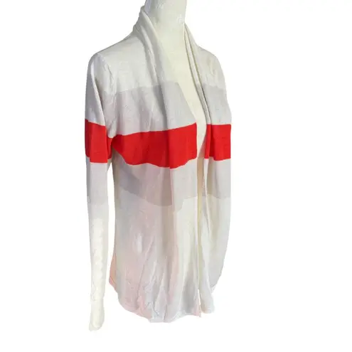 Banana Republic  linen off white and orange stripe open cardigan women's size S