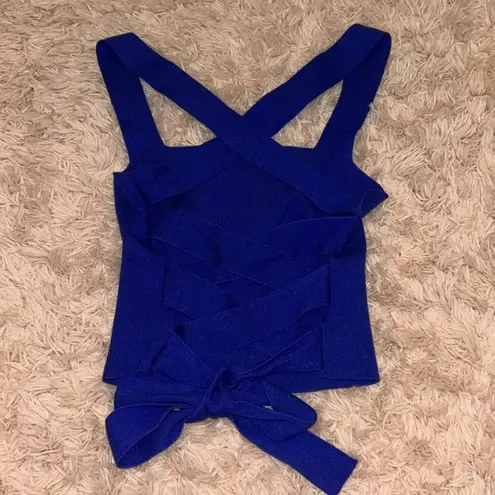 Le lis Royal Blue  Strappy Back Knit Crop Tank