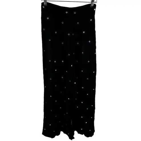 Beach Riot Celeste Pant High-Waist Wide Leg Mirror Embellished Black M NWT