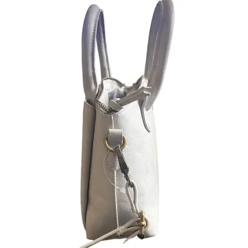 Bueno Dove Dove Light Gray Pebble Leather Crossbody Satchel Bag