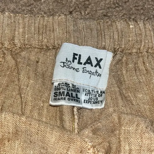 Flax Jeanne Engelhart Lagenlook Linen Tapered Pants Tan Small