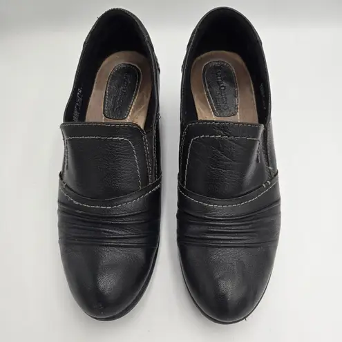 Earth Origins Women Loafers Leather Black SlipOn Sz 8.5 M Derby Shoes Block Heel