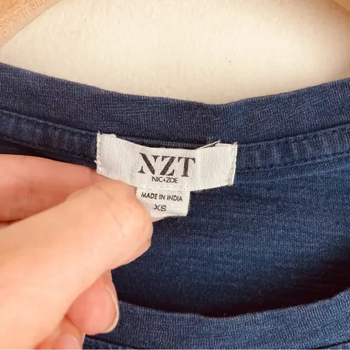 Nic+Zoe NZT Modal Blend Puff Shoulder Long Sleeve Top Blue size XS