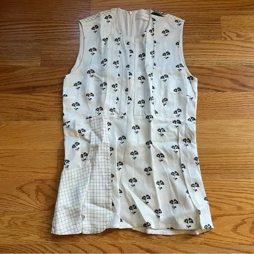 Victoria Beckham ivory floral and geometric print top size 4