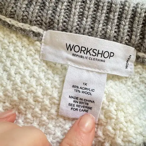 Workshop Wool Blend Sweater Chunky Color Block Oversized Chevron Womens Size 1X