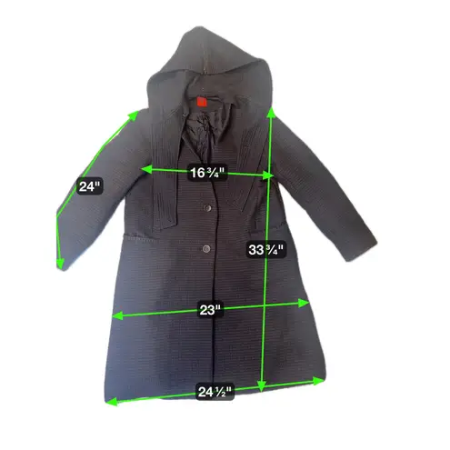 Heart Art Textured Wool Hooded Coat — Issey Miyake Line Aesthetic Size M Black Size M