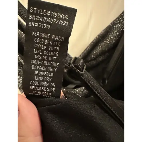 BCX DRESS Womens Silver Cross Straps Cowl Back Sparkly Maxi Dress Size Large