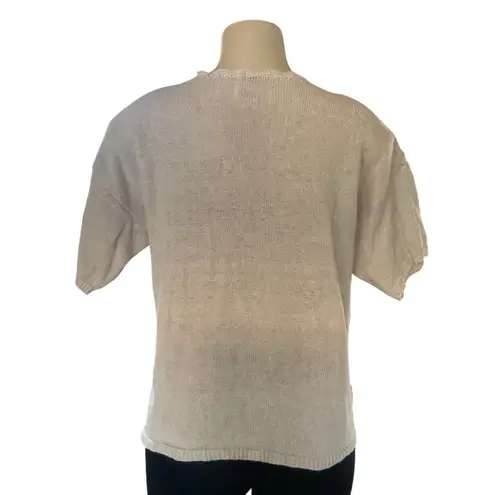 Colleen’s Hand Knit Crochet Sweater Beige Women’s M Vintage 80s Made in Korea Size M