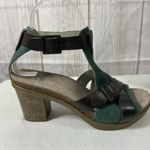 Dansko  Chunky Heel Brown and Turquoise Leather Sandals Women’s Size 37 / 7