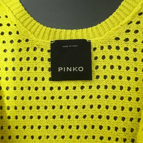 PINKO Yellow Crochet Fringe Tank Top Size M