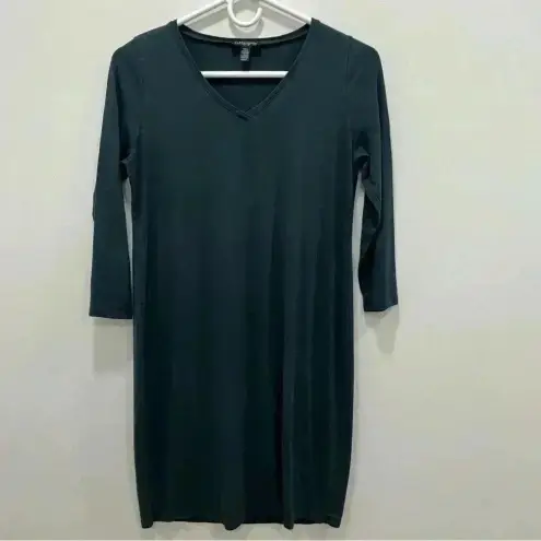 Eileen Fisher  Viscose-Jersey Three-Quarter-Sleeve V-Neck Dress size pp