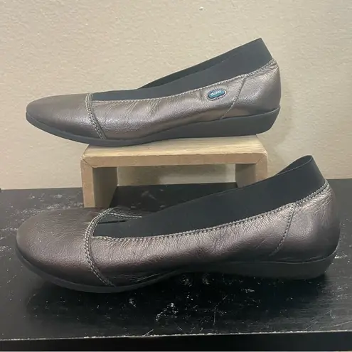 Cloud Calabria Elasticized Skimmer Leather Metallic Flats Shoes Size 37 US 6.5