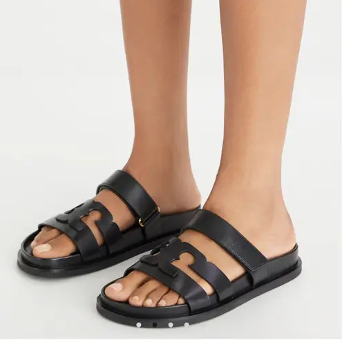 Tory Burch NWOB  Ines Sport Slide Sandals in Black Leather