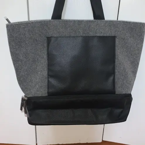 DSW faux wool & leather tote